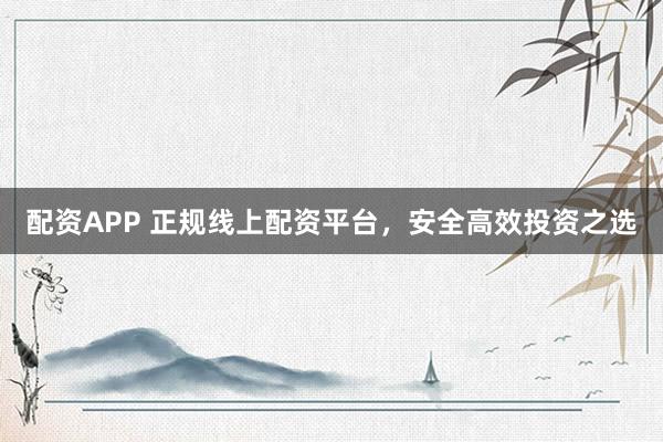 配资APP 正规线上配资平台，安全高效投资之选