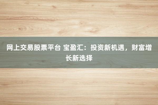 网上交易股票平台 宝盈汇：投资新机遇，财富增长新选择