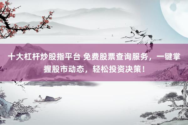 十大杠杆炒股指平台 免费股票查询服务，一键掌握股市动态，轻松投资决策！
