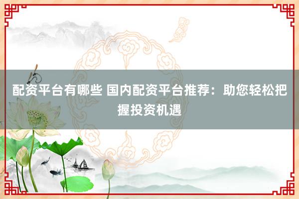 配资平台有哪些 国内配资平台推荐：助您轻松把握投资机遇
