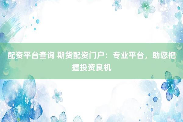 配资平台查询 期货配资门户：专业平台，助您把握投资良机