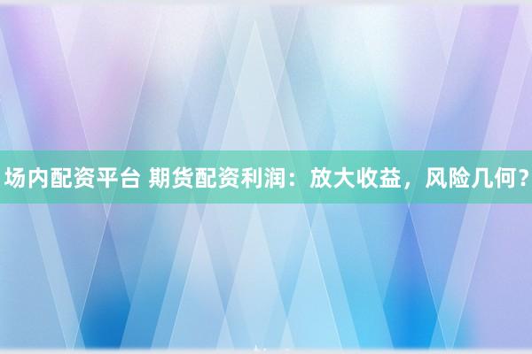 场内配资平台 期货配资利润：放大收益，风险几何？