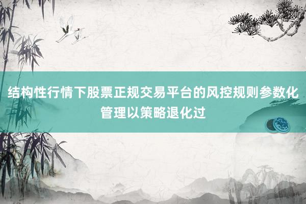 结构性行情下股票正规交易平台的风控规则参数化管理以策略退化过