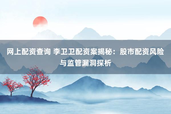 网上配资查询 李卫卫配资案揭秘：股市配资风险与监管漏洞探析